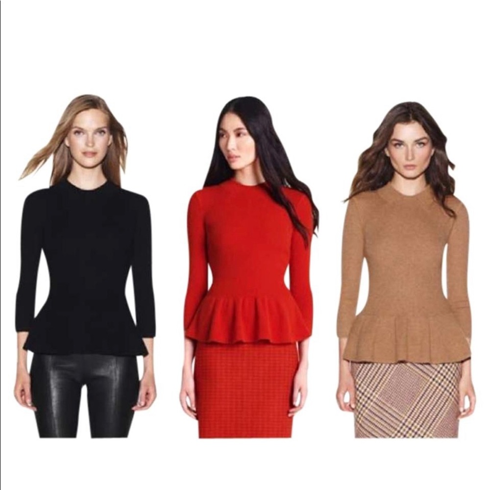 Tory Burch Madeleine Brown Peplum sweater